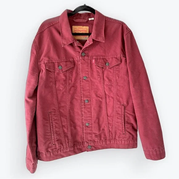 Levi Strauss & Co. Denim Trucker Jacket Burgundy XXL - Picture 1 of 5